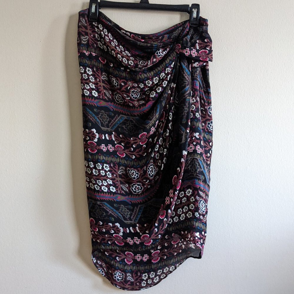 Veronica Beard bodycon gathered printed skirt